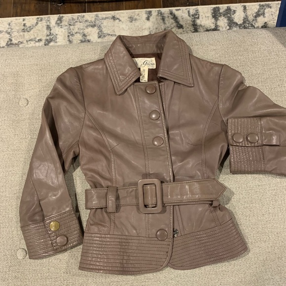 Belted Guess leather jacket - Picture 1 of 8